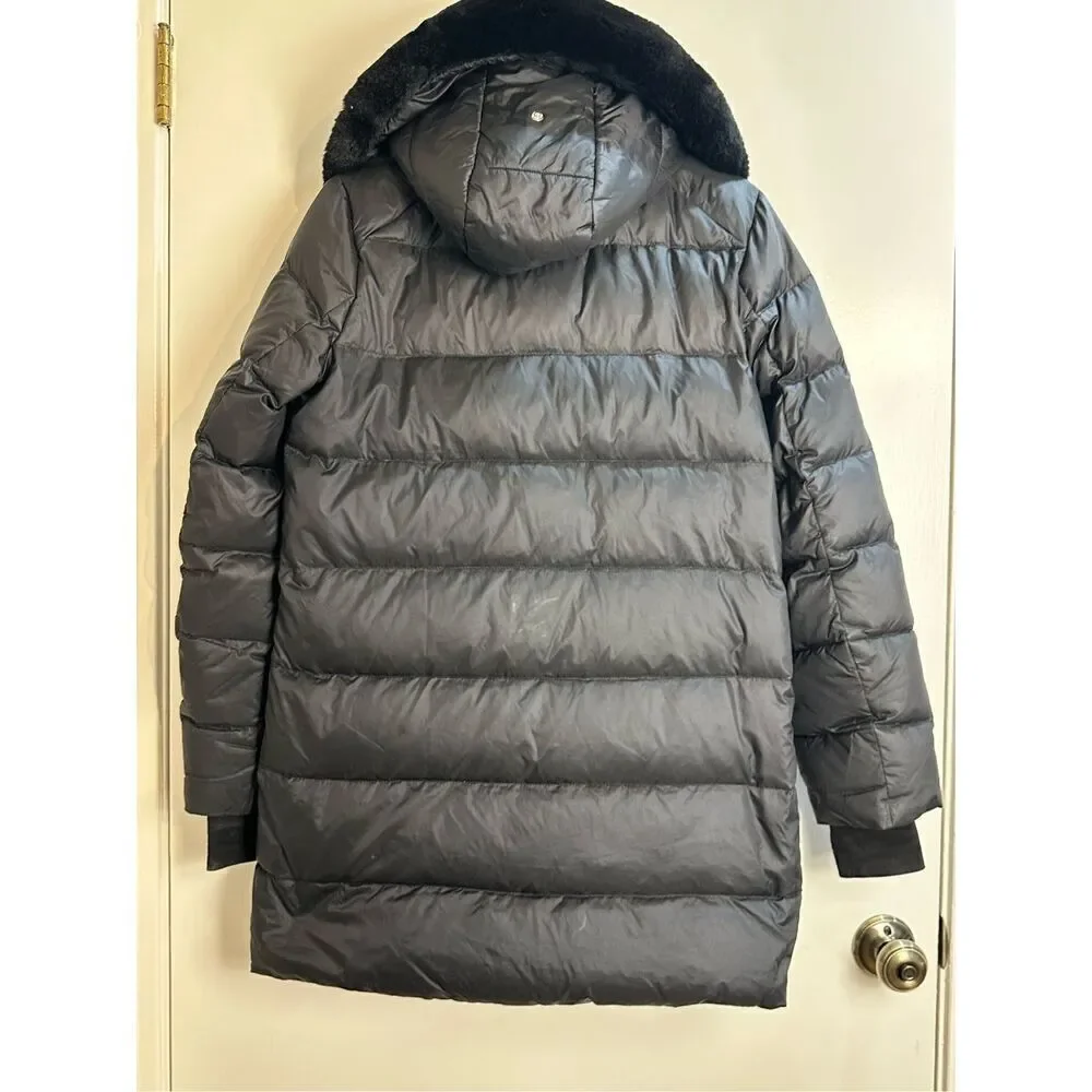 Michael Kors size XS black DOWN coat long puffer with hood and inner bib
